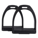 Tnfeeon 2PCS High Strength Stirrups, Black Engineering Plastics Stirrups with Non Slip Rubber Pad Horse Riding Tool Accessories(Big)