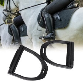 Tnfeeon 2PCS High Strength Stirrups, Black Engineering Plastics Stirrups with Non Slip Rubber Pad Horse Riding Tool Accessories(Big)
