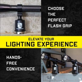 Mob Armor Flash Grip D - Magnetic Flashlight Holder for Bicycle, Car & Wall - Tactical Mount Kit with Magnetic Base for Heavy Duty, Military & Emergency Lights - Compatible with D Flashlights