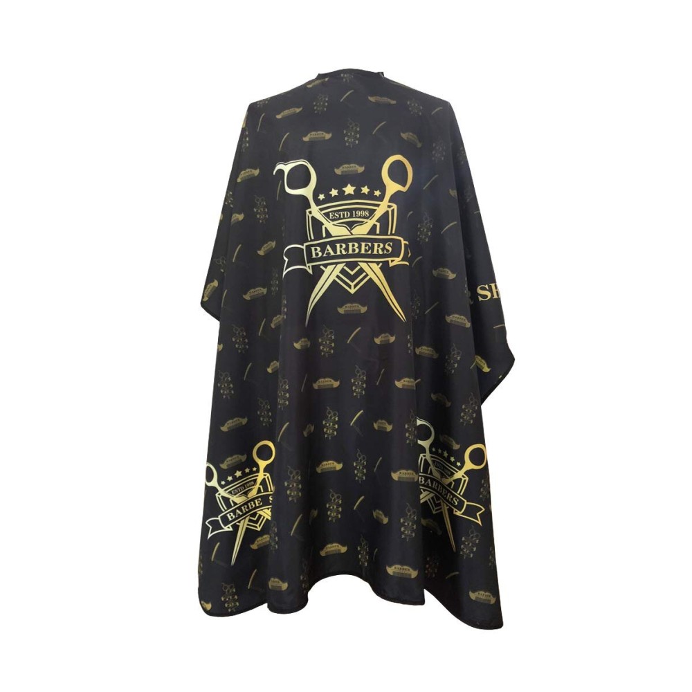 Barber Capes for Men, Hair Cutting Cape with Metal Snap Closure, Professional Salon Cape, Large Waterproof Hairdressing Cape for Hairstylist- 63 56 (Black & Gold)