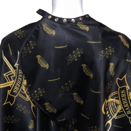 Barber Capes for Men, Hair Cutting Cape with Metal Snap Closure, Professional Salon Cape, Large Waterproof Hairdressing Cape for Hairstylist- 63 56 (Black & Gold)