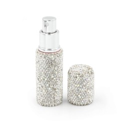 Bestbling Rhinestone Empty Portable spray bottle, cosmetic Perfume spray bottle spray essential oil bottle glass perfume bottle 10ML (Silver)