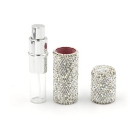 Bestbling Rhinestone Empty Portable spray bottle, cosmetic Perfume spray bottle spray essential oil bottle glass perfume bottle 10ML (Silver)