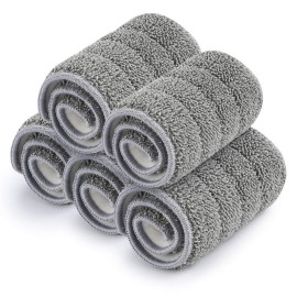 Bulletproof Microfiber Mop Replacement Heads - 5 Pack Washable Pads for Floor Cleaning Compatible with Tethys,Joy Moop & Most 11 - 13 Flat Squeeze Mops for Wet/Dry Mopping, Sanitizing, Scrubbing