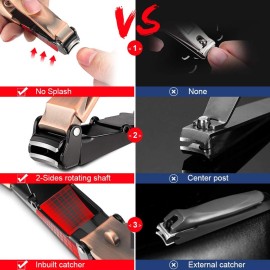 Fingernail and Toenail Clipper with Catcher, Profession Anti Splash Nail Clippers for Women, No-Mess Nail Cutter for Men, Sharp Stainless Steel Nail Trimmer Jaceyon Fingernail and Toenail Clipper with Catcher, Profession Anti Splash Nail Clippers for Women, No-Mess Nail Cutter for Men, Sharp Stainless Steel Nail Trimmer Jaceyon