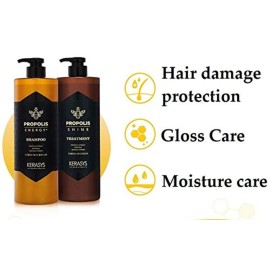 Kerasys Hair Clinic Propolis Shine & Healthy Hair Care Shampoo Propous Extract Minarals Natural Vitamin 1000ml / 35.3 Fl oz