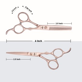 PURPLEBIRD Hair Cutting Scissors Thinning Shear Set Professional Barber 6 inch Texturizing Blending Shear Razor Edge Haircut Styling Kit for Men, Women, and Kids, Japanese Stainless Steel, Rose Gold