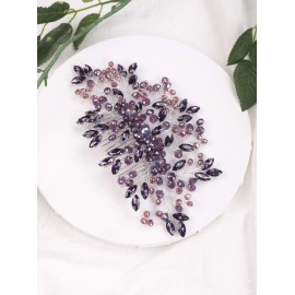 Aimimier Bridal Purple Crystal Hair Comb Amethyst Hair Piece Wedding Hair Accessories for Women and Girls (Purple)
