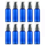VIDELLY 10pcs Travel Pump Bottles for Toiletries, 2oz Small Plastic Refillable Soap Dispenser with Black Pump for Lotion Shampoo Oil, Blue