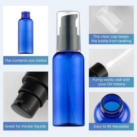 VIDELLY 10pcs Travel Pump Bottles for Toiletries, 2oz Small Plastic Refillable Soap Dispenser with Black Pump for Lotion Shampoo Oil, Blue VIDELLY 10pcs Travel Pump Bottles for Toiletries, 2oz Small Plastic Refillable Soap Dispenser with Black Pump for Lotion Shampoo Oil, Blue
