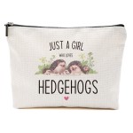 Hedgehog Makeup Bag Hedgehog Gifts for Women Girls Hedgehog Stuff Merch Animal Lover Funny Birthday Christmas Gift for Teens Daughter Sister Bestie Niece BFF Just A Girl Who Loves Hedgehogs