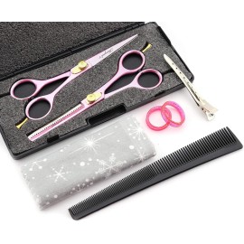 Haryali London Hairdressing Scissors Set - 6 Inches Pink Professional Hair Cutting Scissors Set - 2 Thinning Shears with Adjustable Screw - Hairdressing Comb Haryali London Hairdressing Scissors Set - 6 Inches Pink Professional Hair Cutting Scissors Set - 2 Thinning Shears with Adjustable Screw - Hairdressing Comb