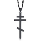 VNOX Stainless Steel Religious Russian Orthodox Cross Pendant Necklace for Men Women,Black