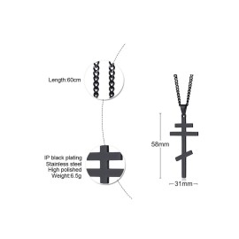VNOX Stainless Steel Religious Russian Orthodox Cross Pendant Necklace for Men Women,Black