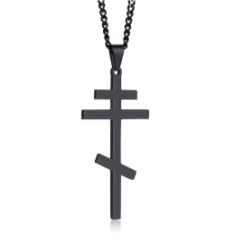 VNOX Stainless Steel Religious Russian Orthodox Cross Pendant Necklace for Men Women,Black