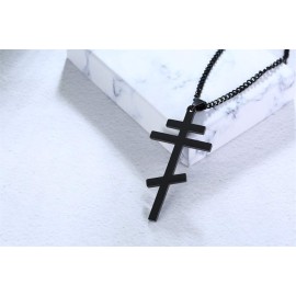 VNOX Stainless Steel Religious Russian Orthodox Cross Pendant Necklace for Men Women,Black