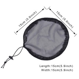 YANTAISIYU 5Pcs Black Ponytail Hair Net Ponytail Wig Cap with Elastic Drawstring Ponytail Net Base for Making Hair Bun Hair Wig Making Tool for Women (Round)