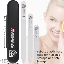 3 Swords Germany - Brand Quality Glass Nail File Set, 3 Pieces, Perfect for Natural Fake Gel Artificial Acrylic fingernail, incl. Black Plastic case 3 Swords Germany - Brand Quality Glass Nail File Set, 3 Pieces, Perfect for Natural Fake Gel Artificial Acrylic fingernail, incl. Black Plastic case