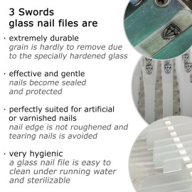 3 Swords Germany - Brand Quality Glass Nail File Set, 3 Pieces, Perfect for Natural Fake Gel Artificial Acrylic fingernail, incl. Black Plastic case 3 Swords Germany - Brand Quality Glass Nail File Set, 3 Pieces, Perfect for Natural Fake Gel Artificial Acrylic fingernail, incl. Black Plastic case