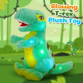 Glow Guards Light up T-Rex Dinosaur Stuffed Animal,Soft Dinosaur Plush Toy with LED Night Lights Glow in The Dark,Birthday Children\'s Day Gifts for Toddler Kids,14\'\'