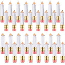 Blulu 24 Pcs 5 ml Pencil Lip Gloss Tube Empty, Gift for Graduation Teacher Appreciation, Pencil Lip Gloss Container Clear Refillable Tube for Women DIY Cosmetics