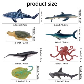 TOYMANY 24pcs Mini Ocean Animal Figurines: Realistic Cake Toppers with Sharks, Whales & Octopus - Great for Kids\' Parties, Gifts & School Projects