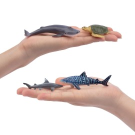 TOYMANY 24pcs Mini Ocean Animal Figurines: Realistic Cake Toppers with Sharks, Whales & Octopus - Great for Kids\' Parties, Gifts & School Projects