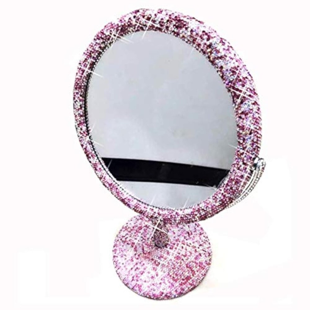 Bestbling Bling Rhinestone Portable Magnified Double Sided Swivel Makeup Vanity Mirror, 360Rotate Makeup Mirror Round Shaped Two-Sided Makeup Mirror (Pink) Bestbling Bling Rhinestone Portable Magnified Double Sided Swivel Makeup Vanity Mirror, 360Rotate Makeup Mirror Round Shaped Two-Sided Makeup Mirror (Pink)