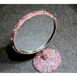 Bestbling Bling Rhinestone Portable Magnified Double Sided Swivel Makeup Vanity Mirror, 360Rotate Makeup Mirror Round Shaped Two-Sided Makeup Mirror (Pink) Bestbling Bling Rhinestone Portable Magnified Double Sided Swivel Makeup Vanity Mirror, 360Rotate Makeup Mirror Round Shaped Two-Sided Makeup Mirror (Pink)