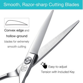 Professional 5.5 Inch Hair Cutting Scissors Hair Thinning Shears Set, Salon Barber Hair Cutting Texturizing Blending Shear for Women Men Adults, Handmade from 440C Japanese Stainless Steel Professional 5.5 Inch Hair Cutting Scissors Hair Thinning Shears Set, Salon Barber Hair Cutting Texturizing Blending Shear for Women Men Adults, Handmade from 440C Japanese Stainless Steel
