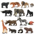Toymany 14PCS 1-2 Tiny Jungle Animal Figures Toy, Realistic Mini Jungle Zoo Animal Figurines Cake Topper Toy Set, Easter Egg Christmas Birthday Gift Party Favor School Project for Kids Toddlers