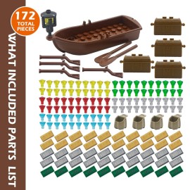 BroTex Pirate Accessories Money - Treasure Chest Building Block Bricks Pack, Money Gold Bar, Gems Diamonds, Jewels with Pirate Boat Ship People Parts, Building Bricks Set