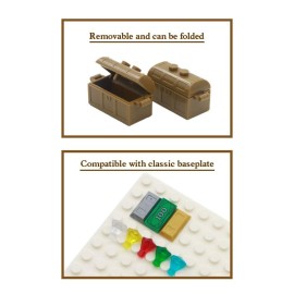 BroTex Pirate Accessories Money - Treasure Chest Building Block Bricks Pack, Money Gold Bar, Gems Diamonds, Jewels with Pirate Boat Ship People Parts, Building Bricks Set