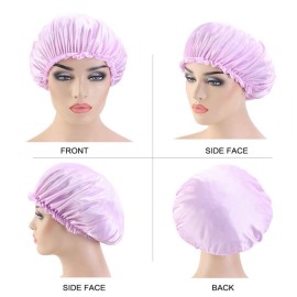 2pcs/Set Durag and Bonnet Long Tail Satin Doo rag Elastic Turban Sleep Cap Solid Color