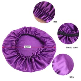 2pcs/Set Durag and Bonnet Long Tail Satin Doo rag Elastic Turban Sleep Cap Solid Color