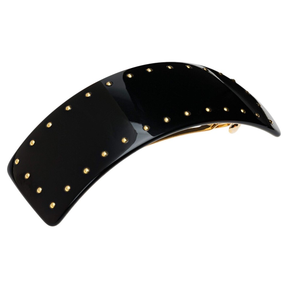 France Luxe Studded Rectangle Volume Barrette, Black