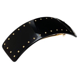 France Luxe Studded Rectangle Volume Barrette, Black