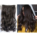 17 20 22 25 Synthetic One Piece Straight Wavy Curly Clip in Ombre Hair Extensions (20Inches Wavy, Dark Brown2/33)