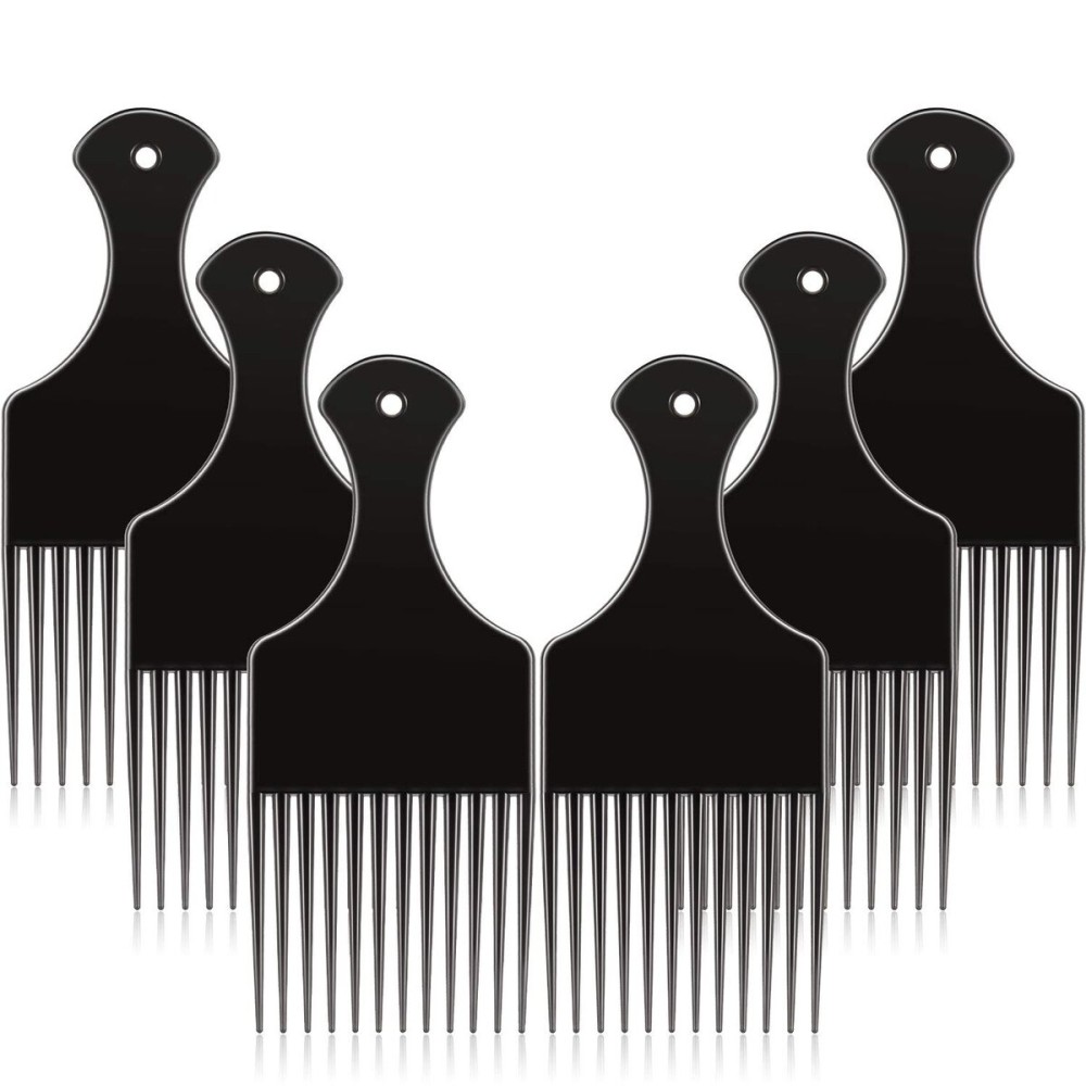 6 Pieces Smooth Plastic Afro Hair Combs, 6.5 Inch Natural Curly Hair Styling Tool (Black) 6 Pieces Smooth Plastic Afro Hair Combs, 6.5 Inch Natural Curly Hair Styling Tool (Black)