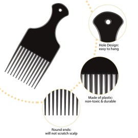 6 Pieces Smooth Plastic Afro Hair Combs, 6.5 Inch Natural Curly Hair Styling Tool (Black) 6 Pieces Smooth Plastic Afro Hair Combs, 6.5 Inch Natural Curly Hair Styling Tool (Black)