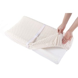 QUENESS Baby Changing Pad Cover, Super Soft Plush Dot Diaper Changing Table Covers for Baby Girls and Boys, Ultra Comfortable, Safe for Babies, Fit 32/34\'\' x 16 Pad (Beige)