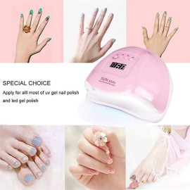 UV Gel Nail Lamp, 80W LED UV Light for Gel Polish - 4 Timers Professional Art Accessories, Curing Toe Nails, Pink