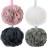 DadyMart Bath Shower Loofah Sponge 60g Bath Mesh Pouf Shower Ball Body Scrubber Exfoliating Bath Sponge for Women and Men, Set of 4, Drak Grey-Pink-Grey-White