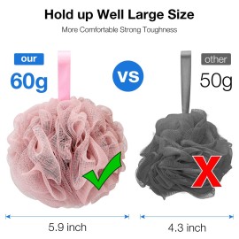 DadyMart Bath Shower Loofah Sponge 60g Bath Mesh Pouf Shower Ball Body Scrubber Exfoliating Bath Sponge for Women and Men, Set of 4, Drak Grey-Pink-Grey-White DadyMart Bath Shower Loofah Sponge 60g Bath Mesh Pouf Shower Ball Body Scrubber Exfoliating Bath Sponge for Women and Men, Set of 4, Drak Grey-Pink-Grey-White