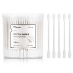 tifanso 200 Count Cotton Swabs, Natural Double Tipped Cotton Buds, Cruelty-Free Ear Swabs, Chlorine-Free Hypoallergenic(White)