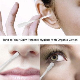 tifanso 200 Count Cotton Swabs, Natural Double Tipped Cotton Buds, Cruelty-Free Ear Swabs, Chlorine-Free Hypoallergenic(White)