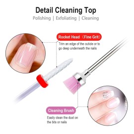 8 Pcs Ceramic Nail Drill Bits Set with Holder for Electric Nail File Manicure Pedicure Acrylic Gel Polishing - 5 Sizes 3/32\'\' (2.35mm) Corn Head + Flame Top, Cuticle Bits, Cleaning Brush 8 Pcs Ceramic Nail Drill Bits Set with Holder for Electric Nail File Manicure Pedicure Acrylic Gel Polishing - 5 Sizes 3/32\'\' (2.35mm) Corn Head + Flame Top, Cuticle Bits, Cleaning Brush