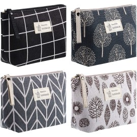 4 Pieces Canvas Cosmetic Bags Set Printed Makeup Bags with Zipper Multi-Functional Travel Pouch for Women Girls Vacation Travel Toiletry Bag, 4 Styles (Arrow, Plaid, Tree, Leave, Small) 4 Pieces Canvas Cosmetic Bags Set Printed Makeup Bags with Zipper Multi-Functional Travel Pouch for Women Girls Vacation Travel Toiletry Bag, 4 Styles (Arrow, Plaid, Tree, Leave, Small)