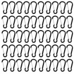 50pcs Spring Snap Hook Aluminum Carabiner Buckle Pack Mini Keychain Clip Lightweight D Shape Key Chain Clip Hook for Outdoor Camping Hiking Fishing Traveling, Black