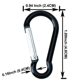 50pcs Spring Snap Hook Aluminum Carabiner Buckle Pack Mini Keychain Clip Lightweight D Shape Key Chain Clip Hook for Outdoor Camping Hiking Fishing Traveling, Black